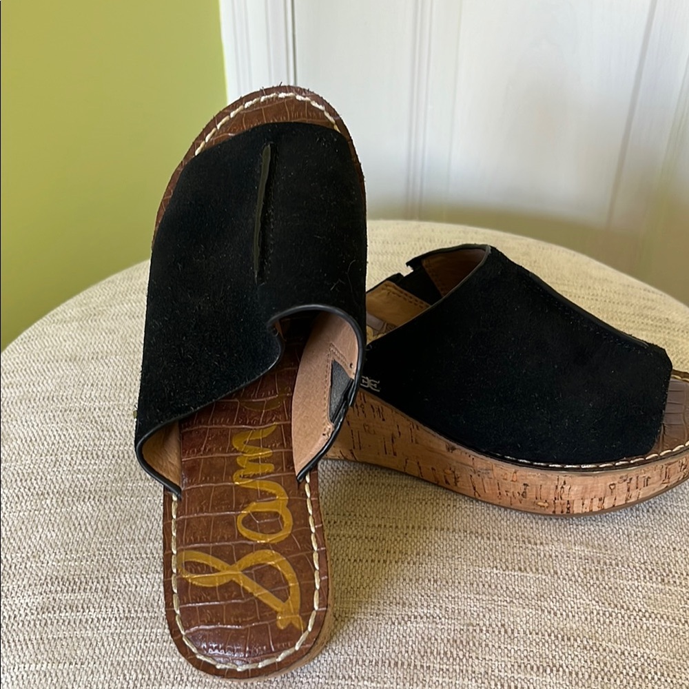 Sam Edelman Black Suede Slide Sandals
